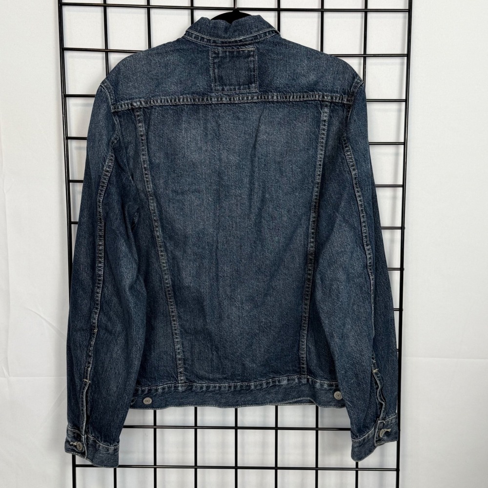 Old Navy Denim Trucker Jacket Womens Large Blue Workwear Streetwear Grunge Punk - Picture 3 of 11